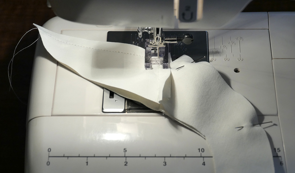 Run a seam very carefully around the outer edge of your lapel.