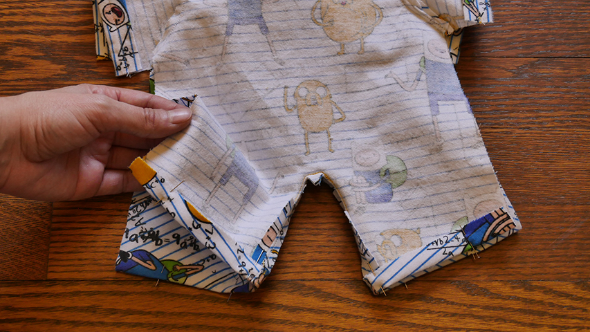 OPTIONAL: Hem the cuffs ONLY if you don't need or want footies.