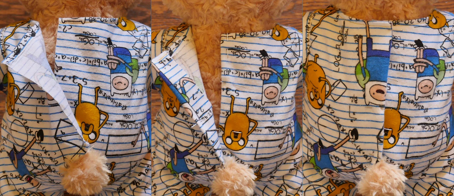 Fold and adjust the edges of overlapping flaps in the back of your garment.