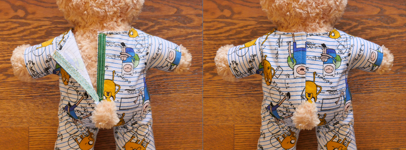 Sew the closure in place. Closure seen here is a hook&loop material!