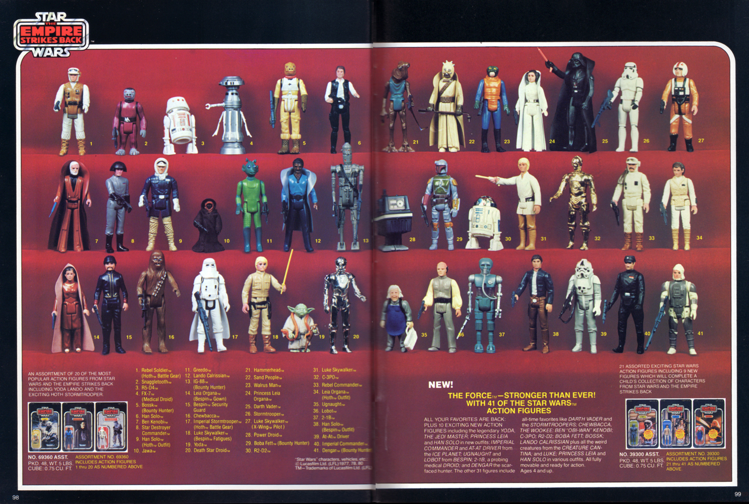 Star Wars: The Empire Strikes Back, poseable action figures assortment from Kenner Products, 1981.