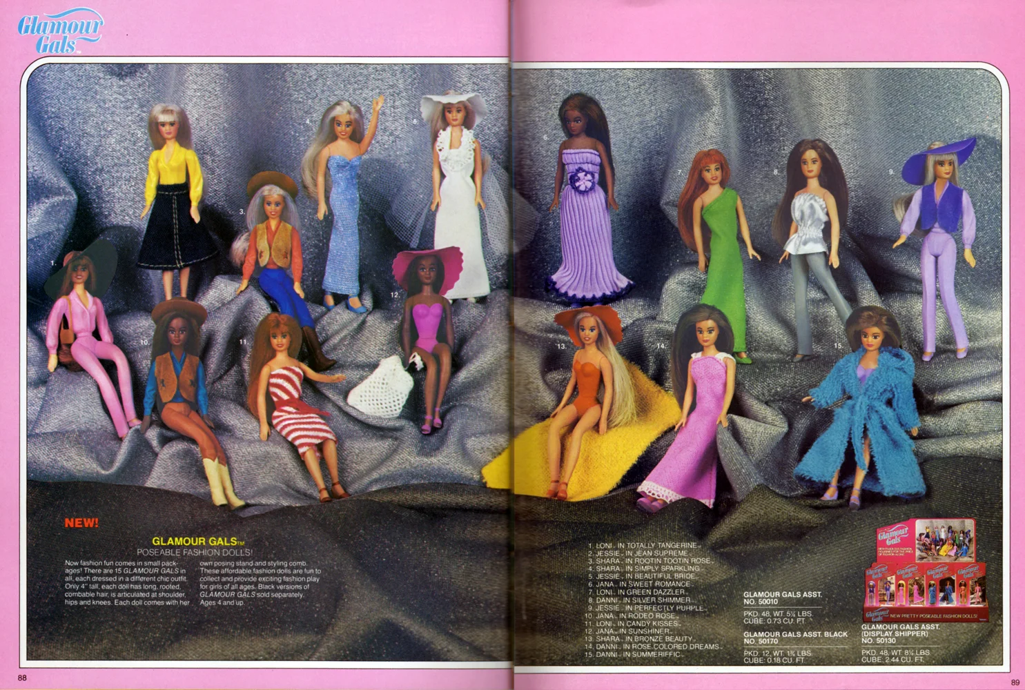 Glamour Gals, poseable fashion dolls assortment from Kenner Products, 1981.