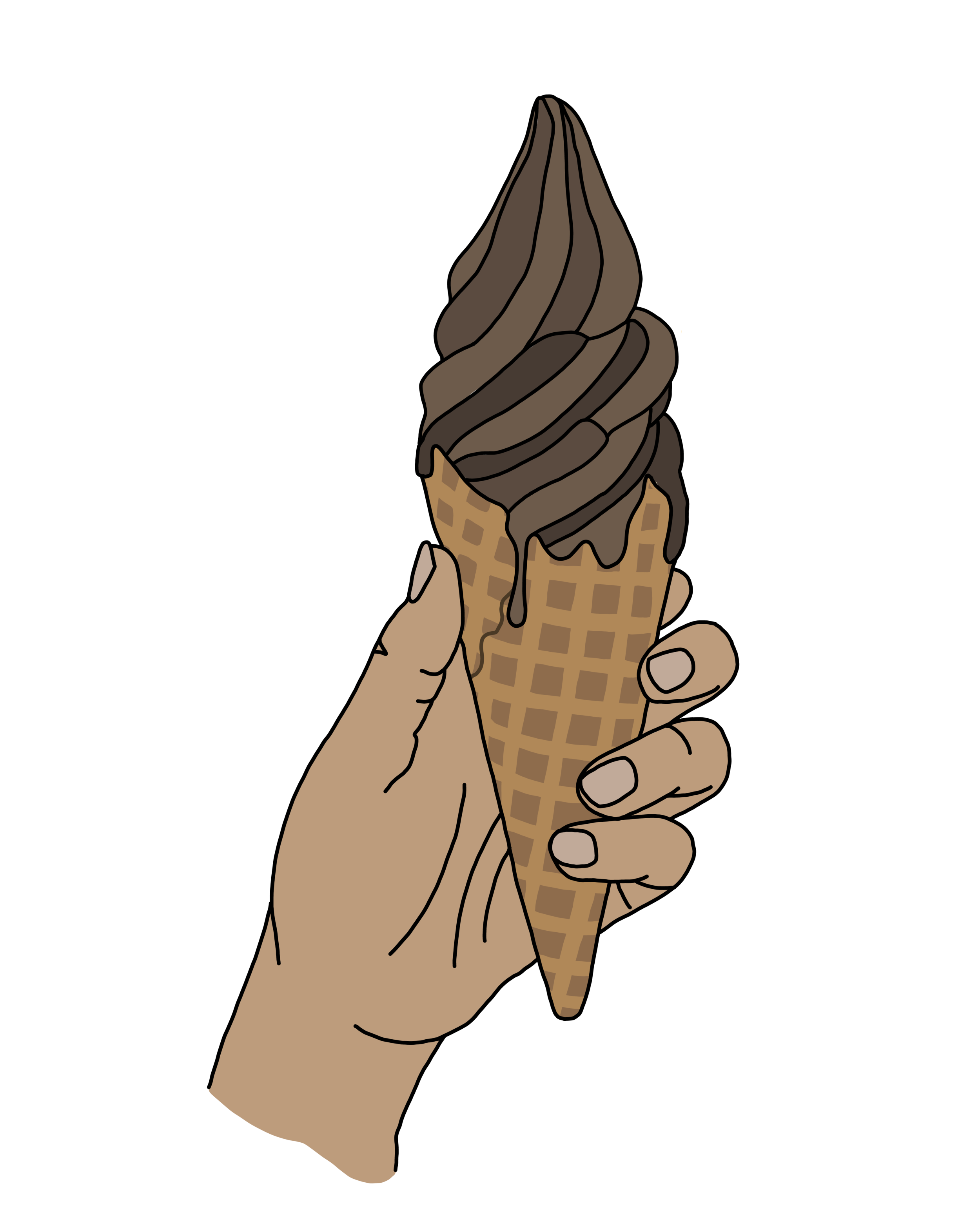 the 3 above illustrations are a variety of custom illustrations for the following menu items: froyo cone, gazo drinks and the falafel cone!