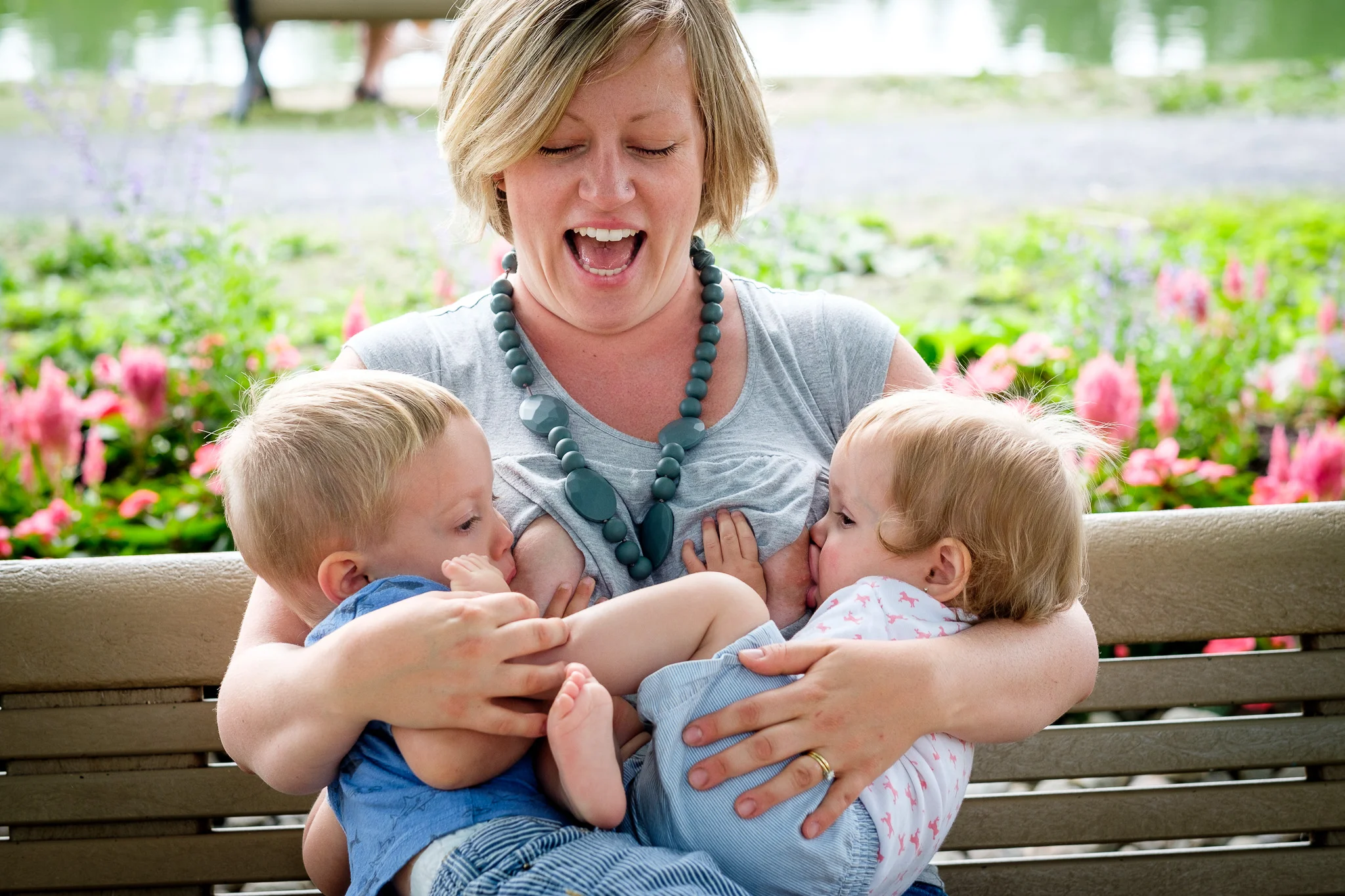 “It’s not often people stop and say “Good job making all the food this tiny human being needs with your own body for six whole months,” and even less often, “Excellent work continuing to provide this balanced diet and crazy unique love to your older child!” I think we need to recognize that. Breastfeeding is so often over-romanticized. I don’t think that’s useful. There’s a lot that’s nice and sweet about it, but it’s also a lot of work. You look like you’re just sitting there, but really you’re doing everything all at once.” ~ Marianne with her children Thomas and Noelle