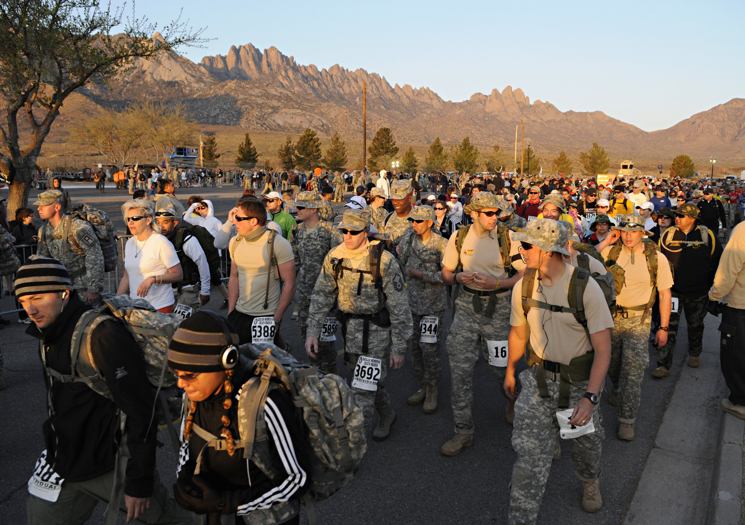  Walkers and runners begin the 22nd Annual Bataan Memorial Death March at White Sands Missile Range, Sunday, March 27, 2011. (Morgan Petroski/Albuquerque Journal) 