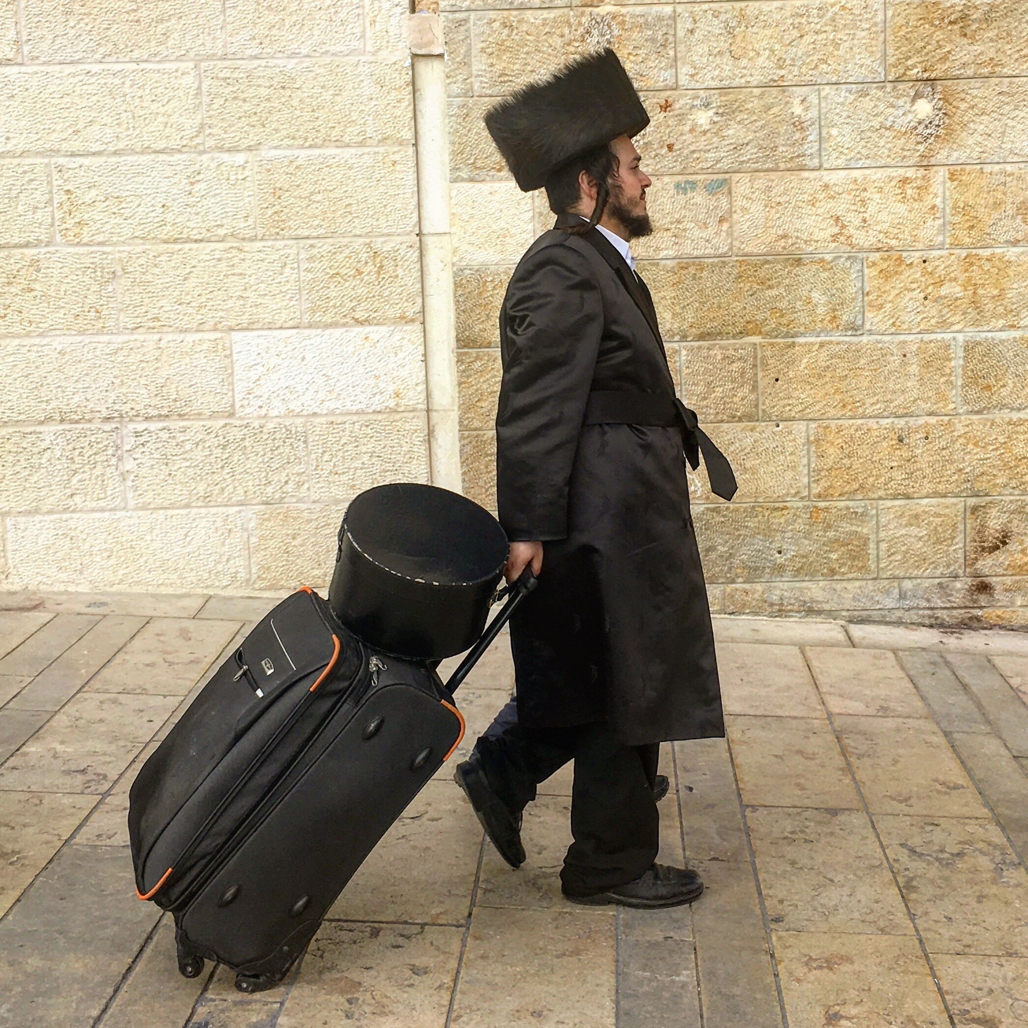 Man carrying his hat box | Jerusalem, Israel | Award winner 2019 Cosmos Club Cell Phone contest