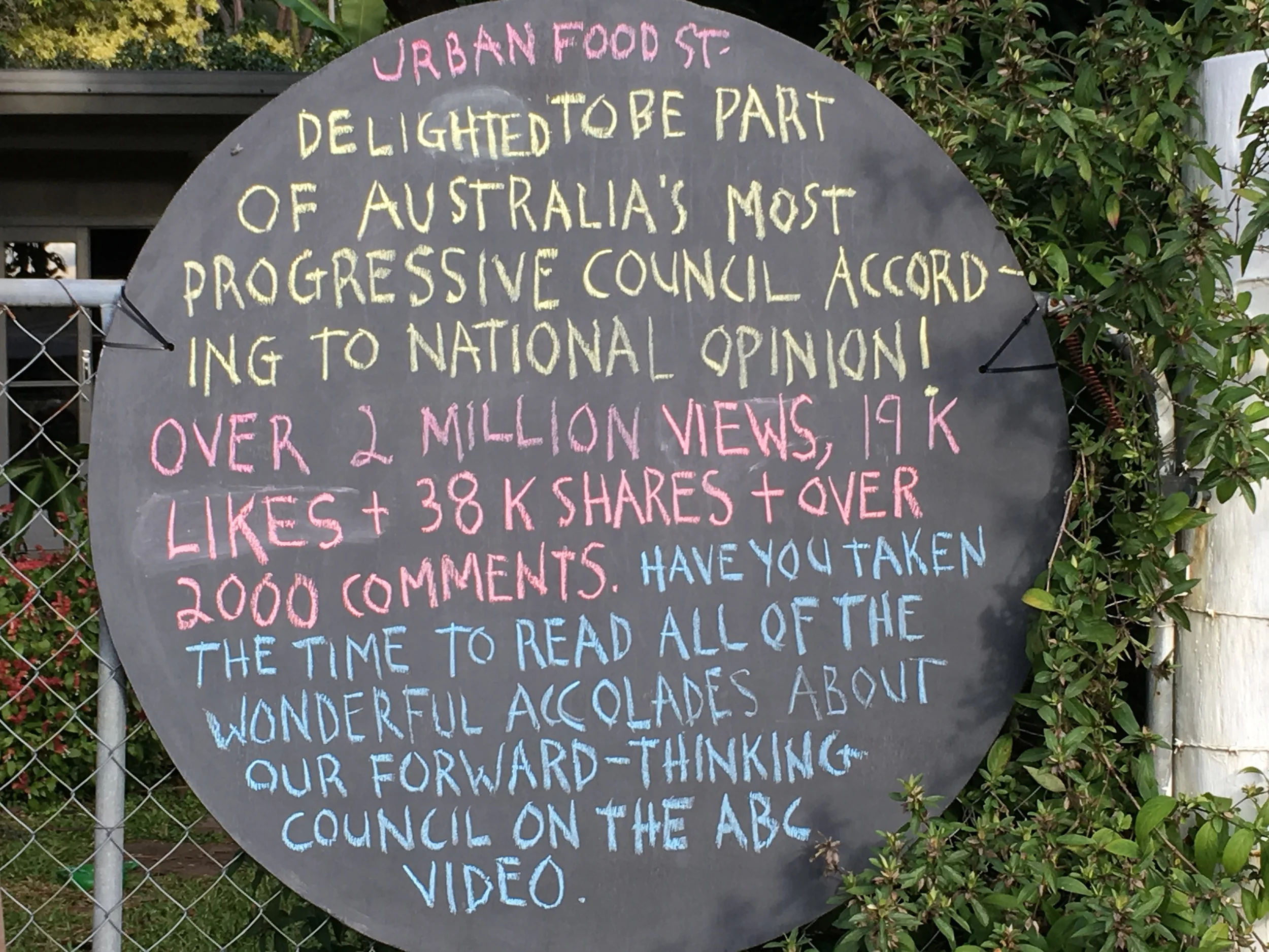 The URBAN FOOD STREET video produced by the ABC received over 2 million views. There were council accolades everywhere.