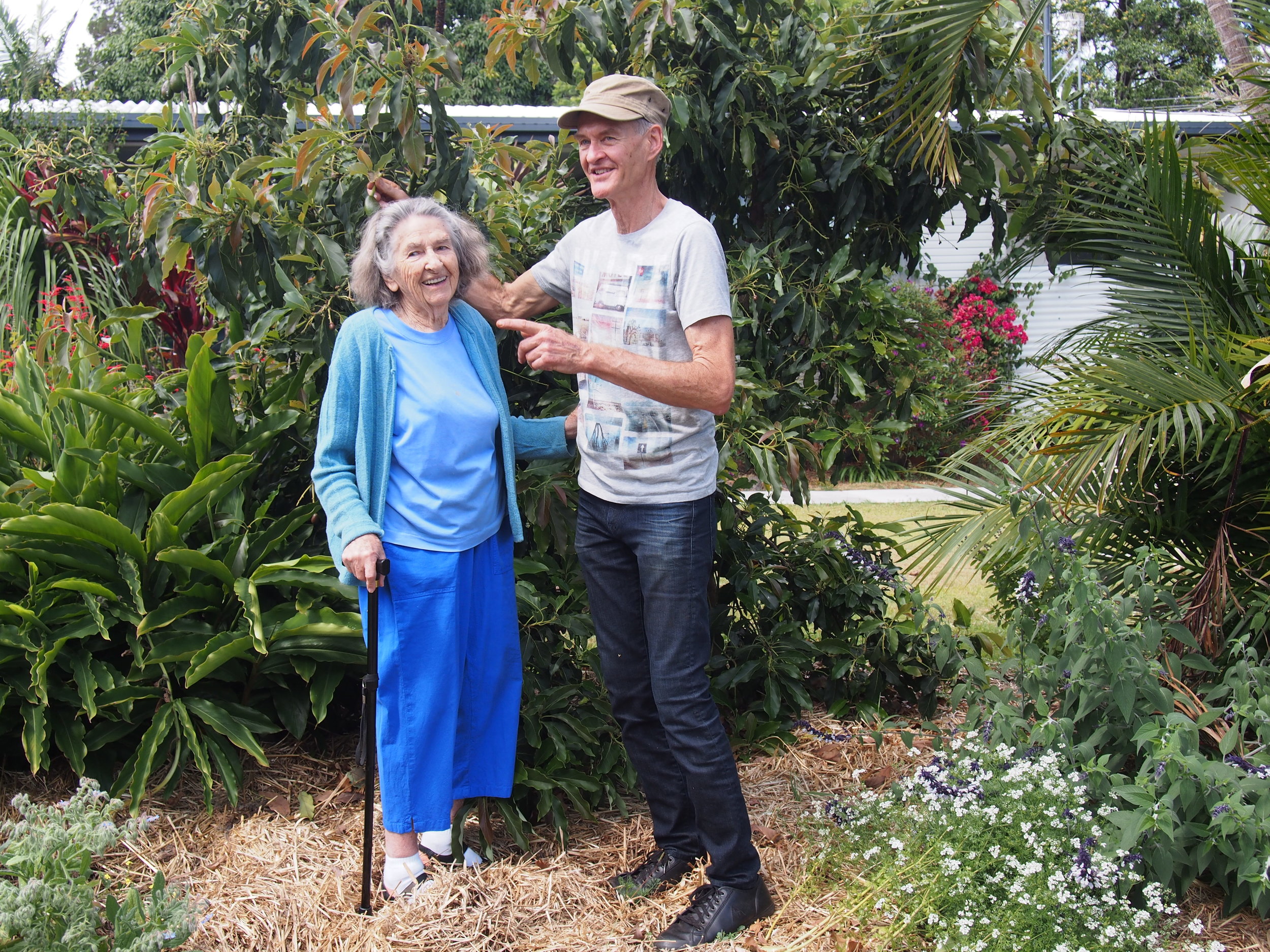 Ninety-something Cindy, talks avocado's with Duncan, grown on the suburban verge in the heart of sprawling suburbia.