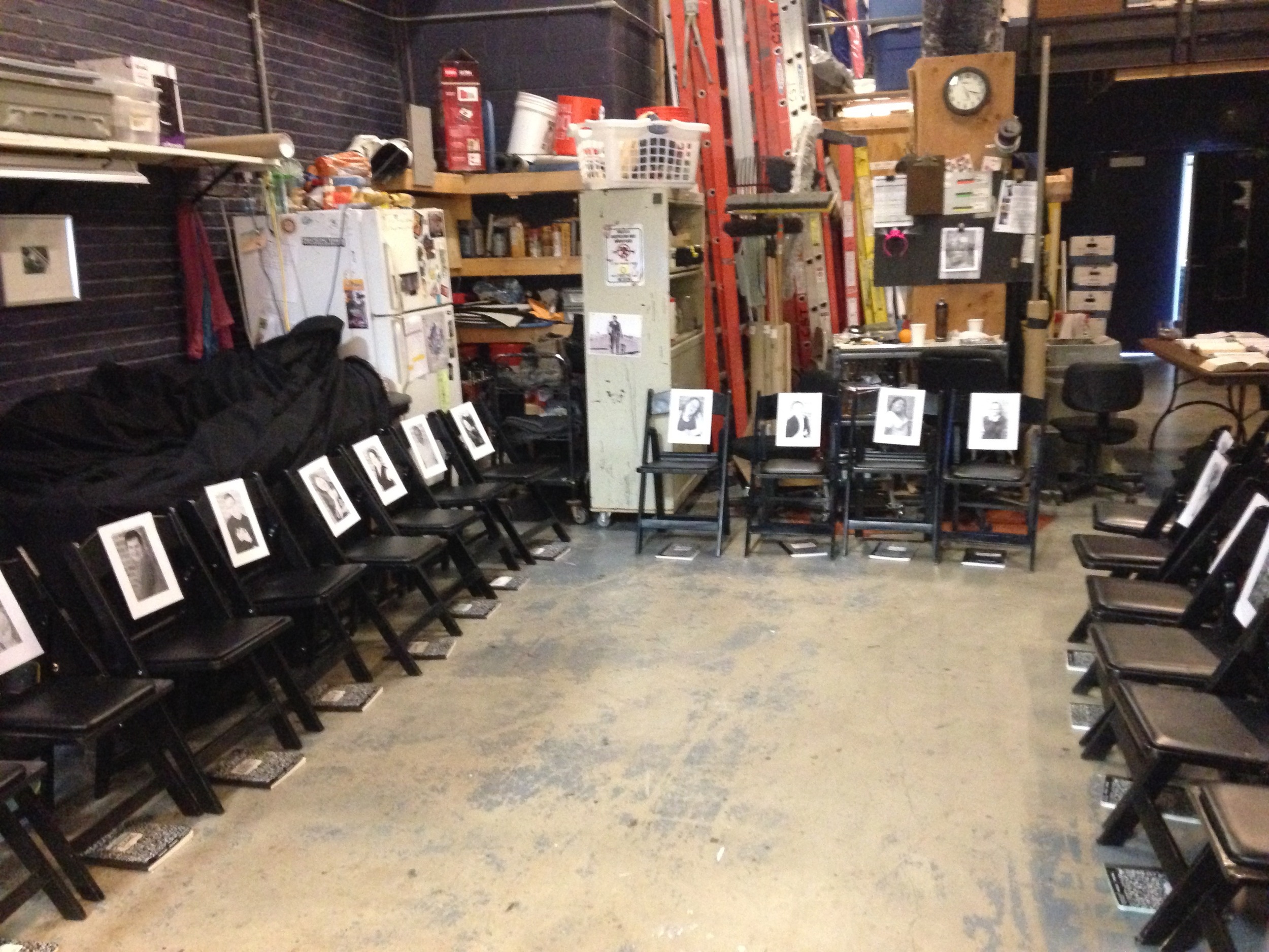 Our set up backstage. Everyone gets their own spot.