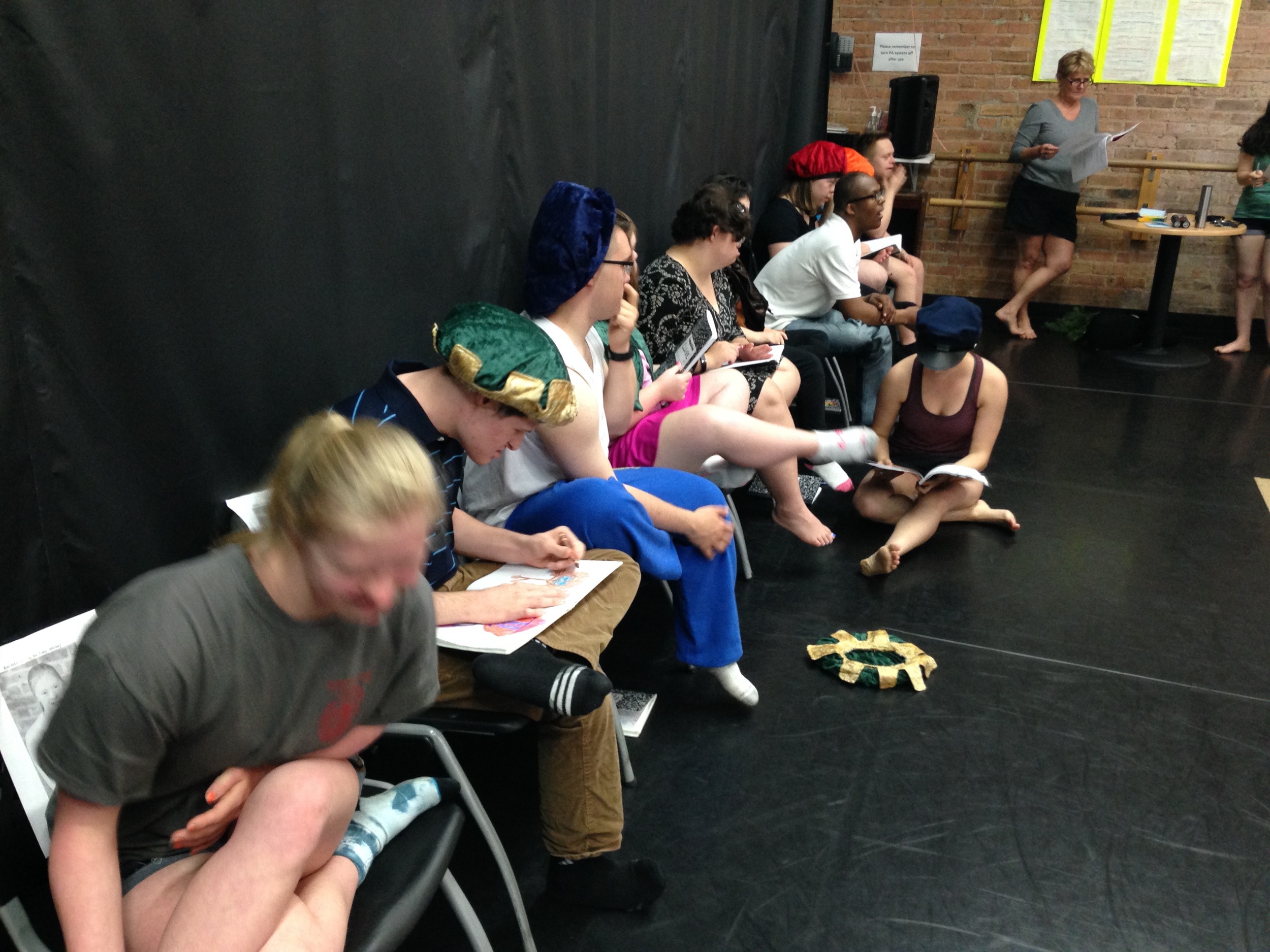 actors in place and ready to start a run-through!
