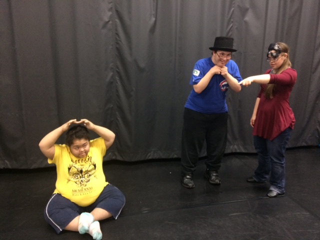 Alena did some excellent physical work as Scrooge's tombstone as we practiced the final scene!