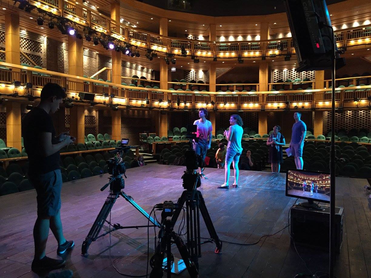 Alison helping onset for The Spy Who Knew Me's shoot at Chicago Shakespeare Theatre