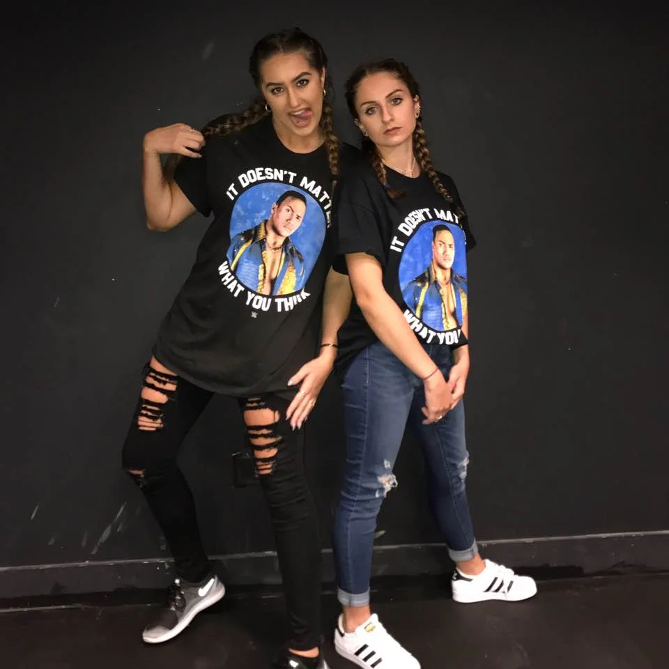 Nette rocking a Rock t-shirt with her bestie.