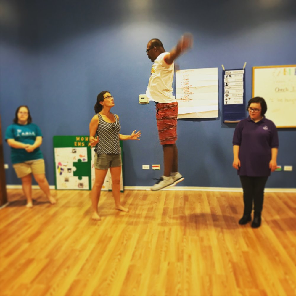  Jumping for joy with Ben Collins in rehearsal 