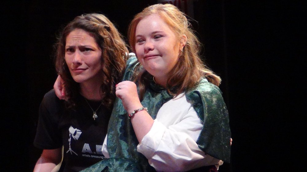  Katie and Claire making faces as Olivia in Twelfth Night as part of the Shakespeare 400 celebrations as Chicago Shakespeare Theater in 2016. 