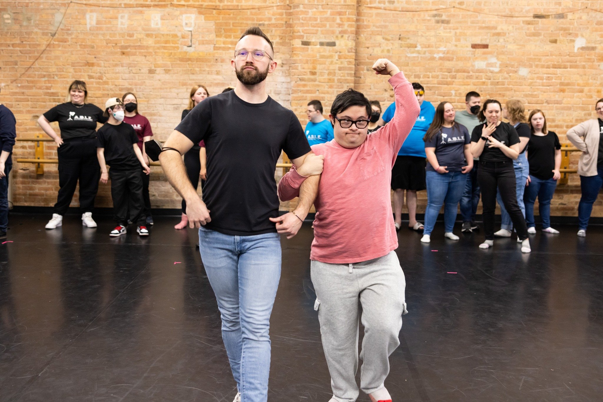 Heading into our final studio rehearsal like....
Our ensembles move into the theatre next week. Will we see you there? Grab tix for #OdysseyABLE at ableensemble.com/events
📸 Justin Barbin
.
.
.
[ID: Braden and Samuel link arms and confidently strut 