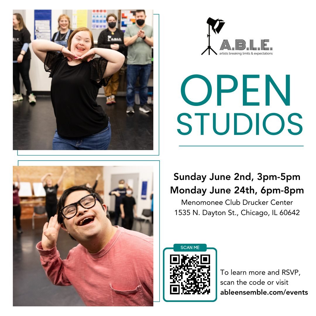 Ever wondered what happens in an A.B.L.E. rehearsal? Now is your chance to find out! Join us for an Open Studio session this spring. You can meet members of our ensemble, experience some favorite rehearsal games, get a look at our rehearsal supports 