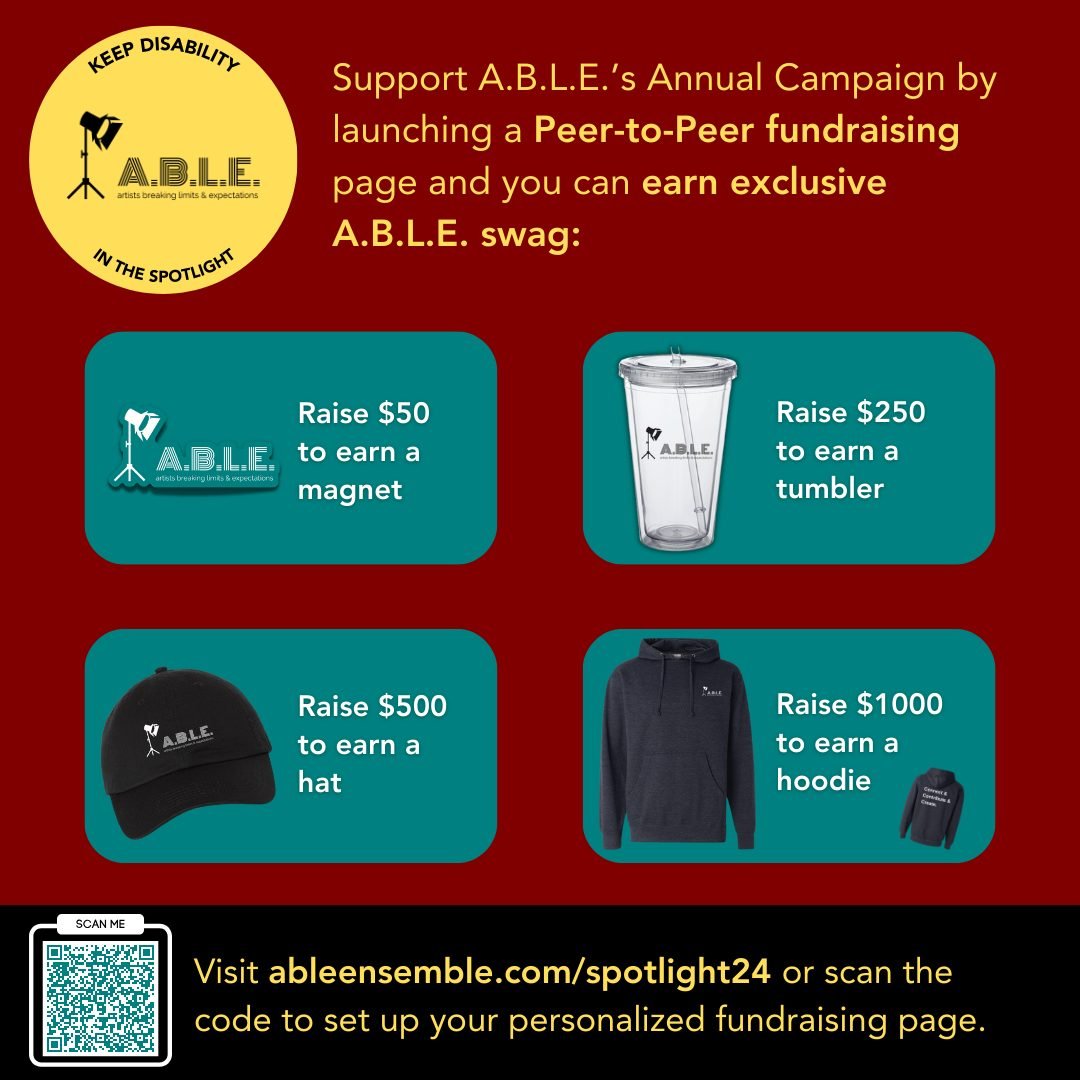 We know that we are stronger when we work together.  That's why for our #InTheSpotlight Campaign, we've introduced peer-to-peer fundraising. You can visit our campaign page at ablensemble.com/spotlight24 and click &ldquo;I want to fundraise for this&