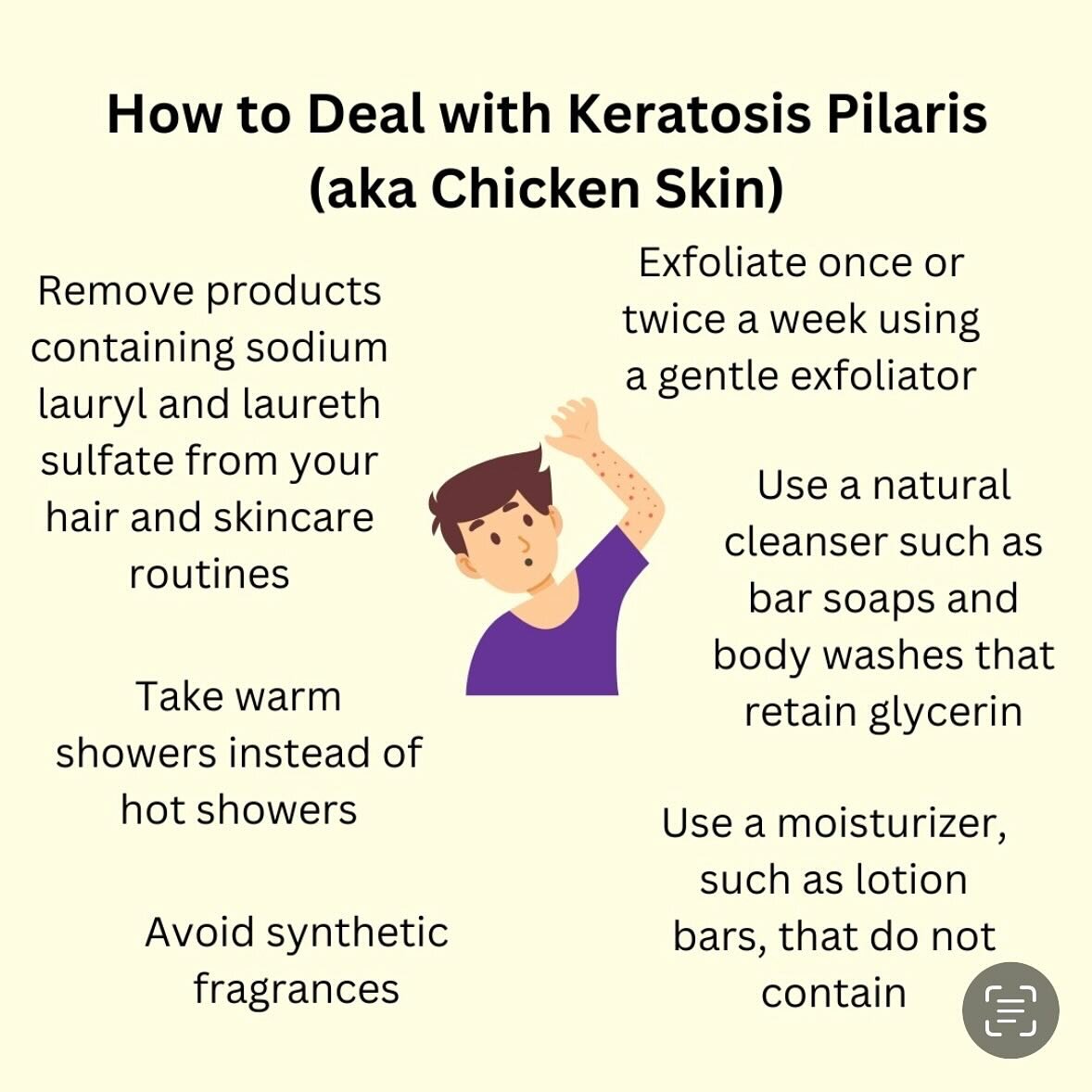Keratosis Pilaris (KP) is a common skin condition that forms hard, dry bumps. It is also called chicken skin and usually appears on the upper arms but can occur anywhere there are hair follicles.  Head to the link in our bio and learn about KP and wa