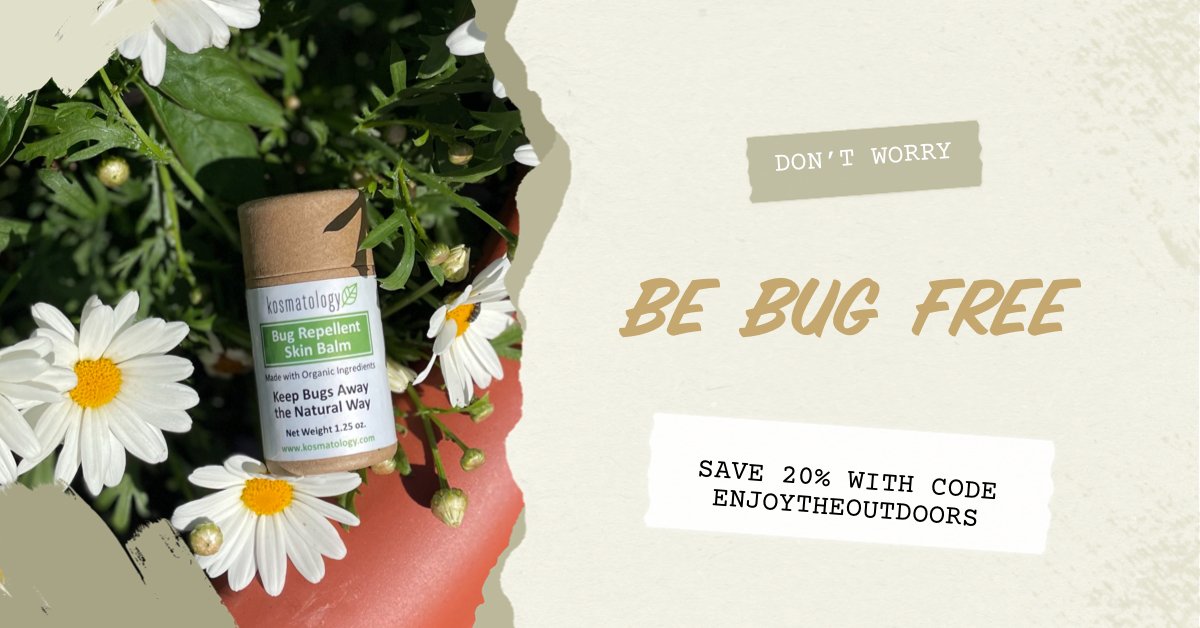 Don't Worry.  Be Bug Free. 20% off Bug repellent with code ENJOYTHEOUTDOORS