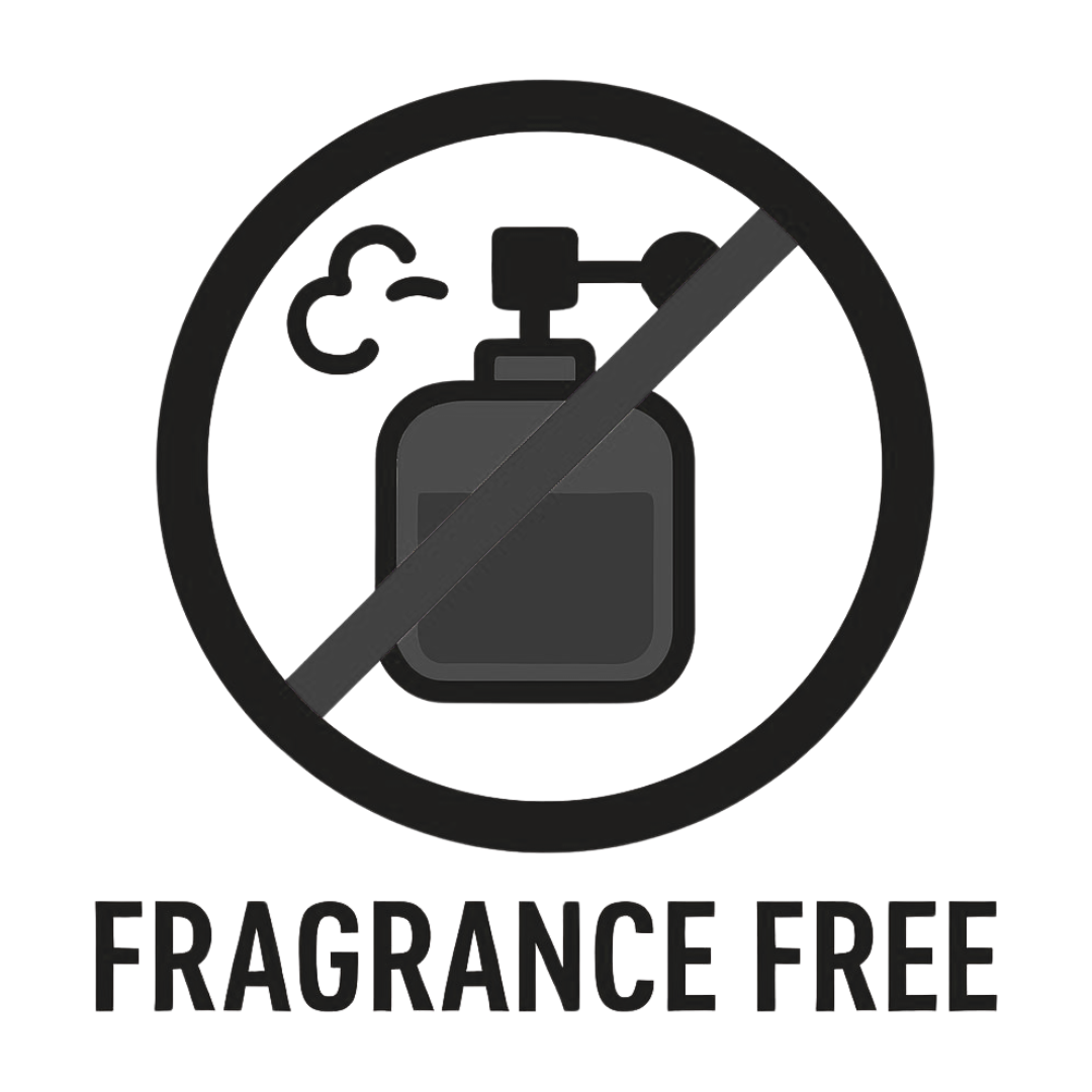 Fragrance Free Icon with a perfume bottle with a no symbol over it