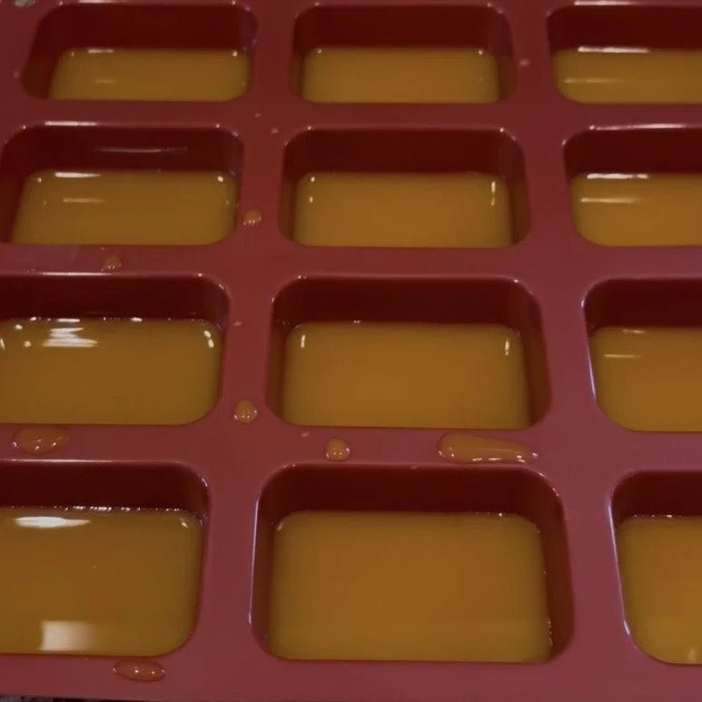 Silicone mold filled with our allergy relief tea cube recipe