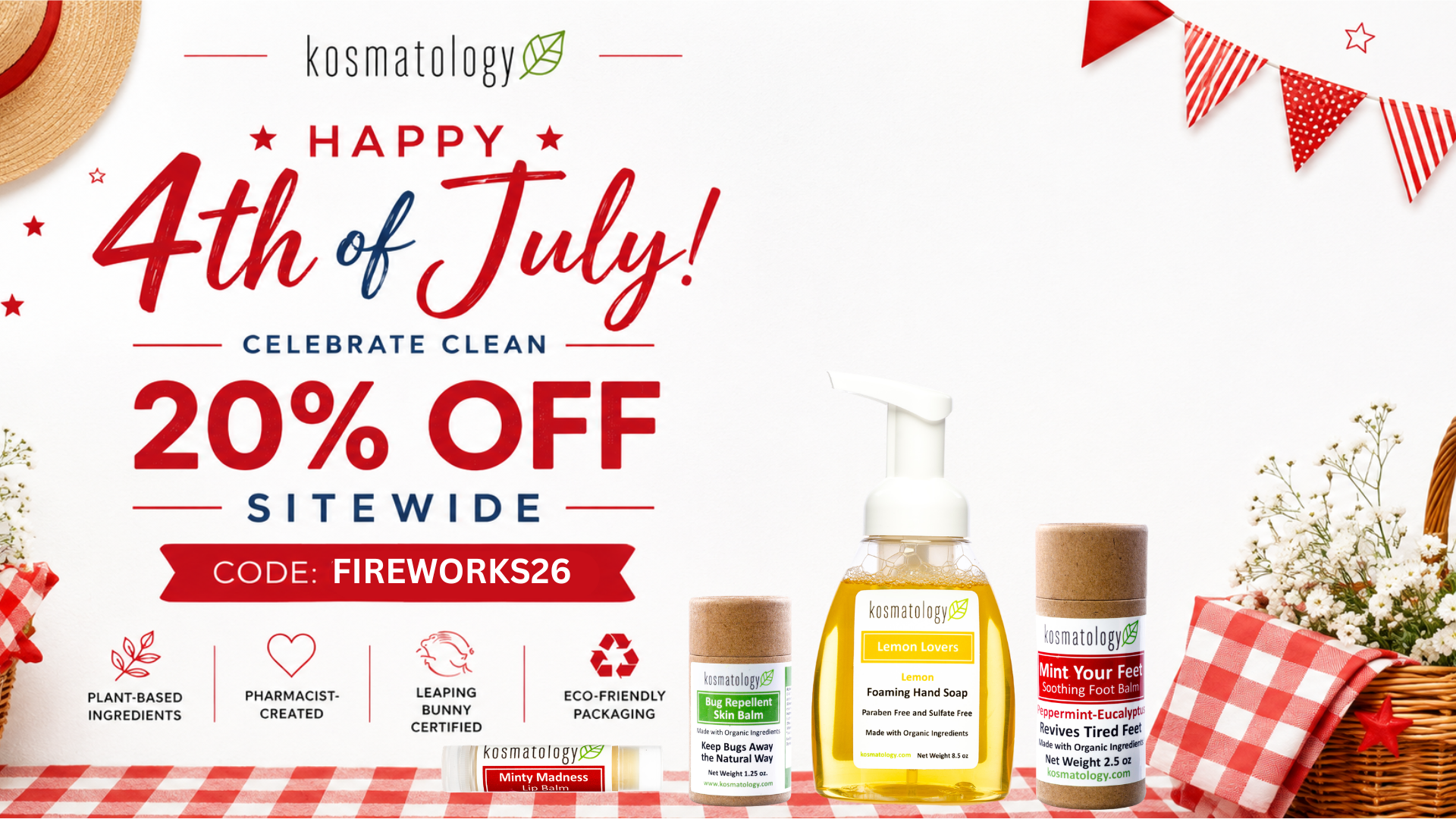 Picnic setting with kosmatology products