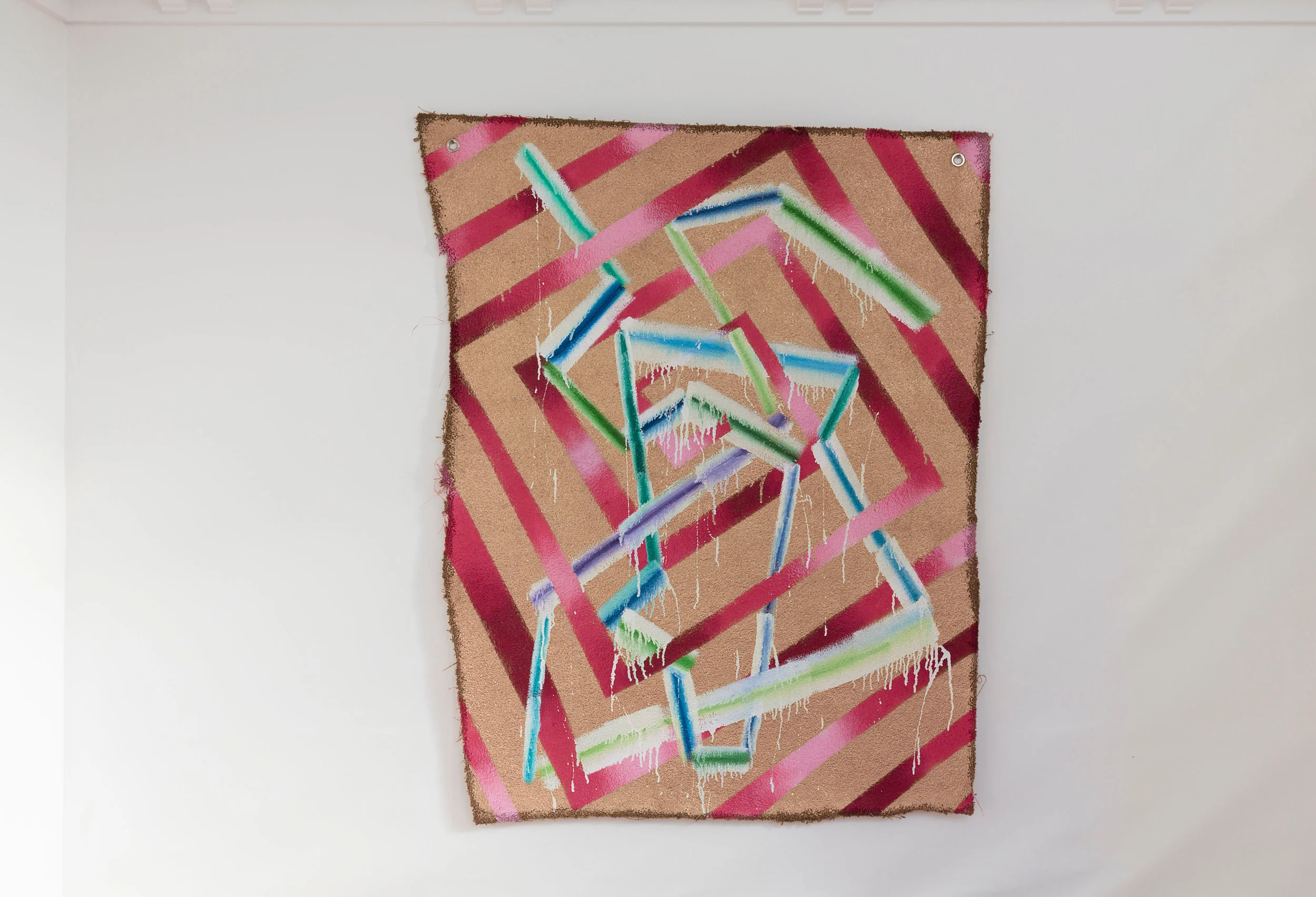 T.G.P. (2014) Oil, Enamel & Spraypaint on Carpet Photo courtesy Shaun Waugh