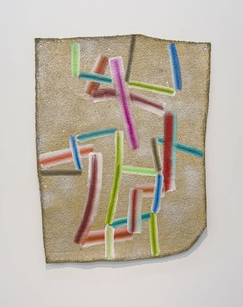 C.S. (2012) Oil, Enamel and Spraypaint on Carpet Photo courtesy Kallan Macleod