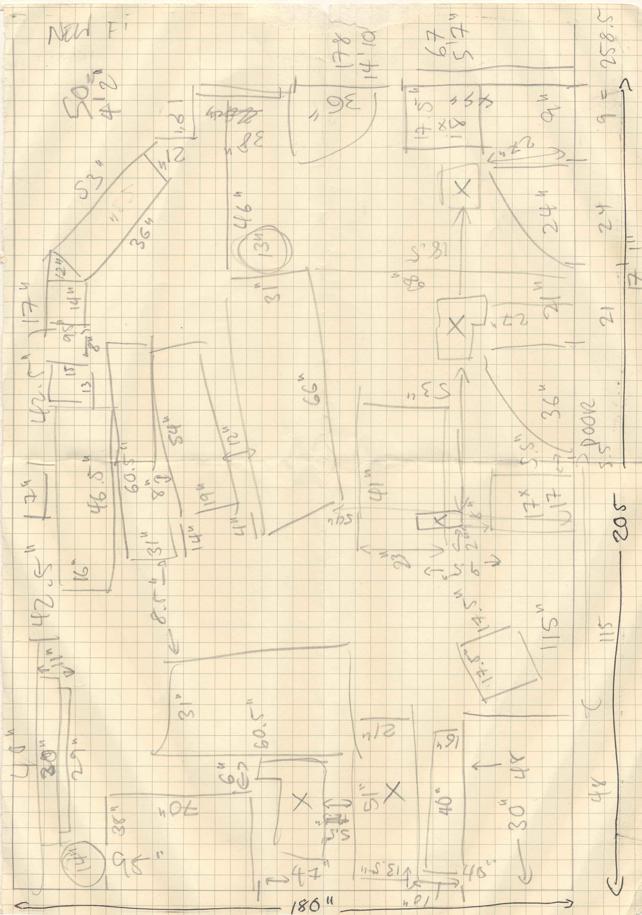   Room Plan:  Rough Sketch   Pencil and Ballpoint on notebook paper  2019   