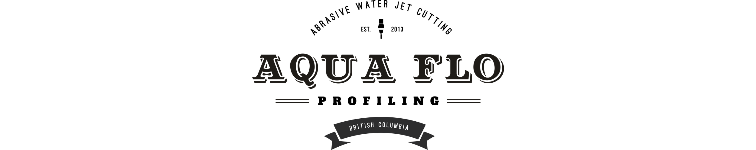 A logo for Aqua Flo, a company based in British Columbia, featuring stylized text and a banner.