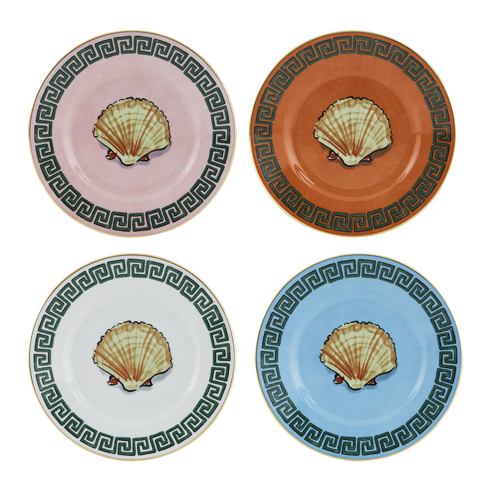 X Luke Edward Hall set of 4 shell bread plates 