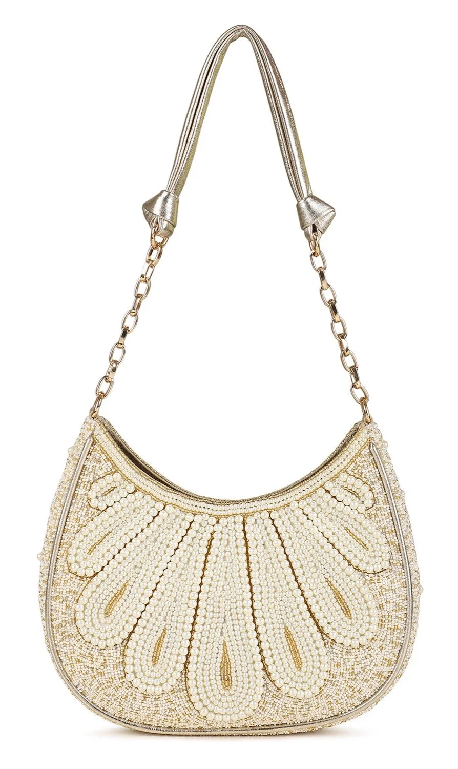 RAYA Beaded Shoulder Bag - Ivory