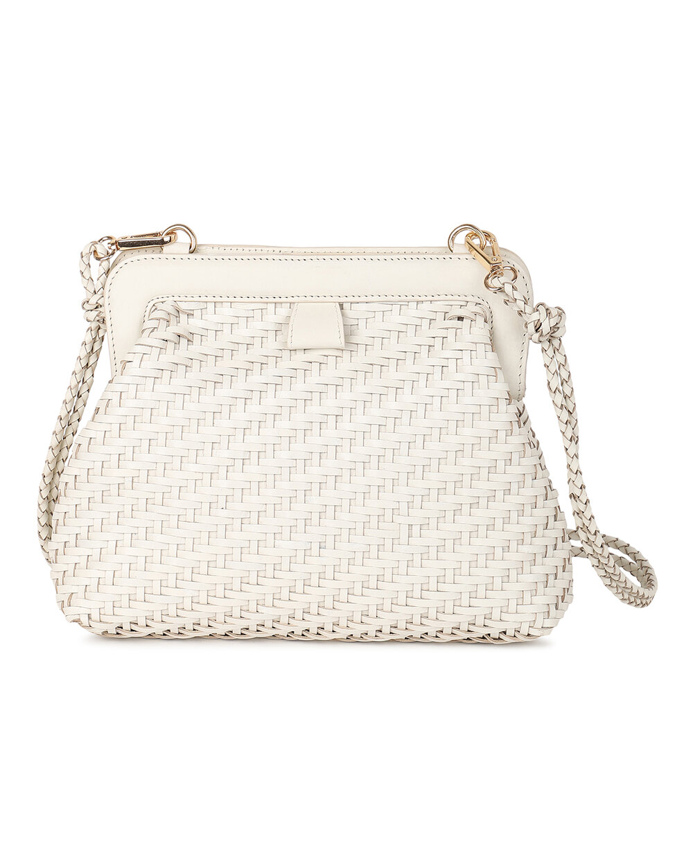 GEN Cut Out Handle Wicker Clutch - White / Natural — RAFE New York