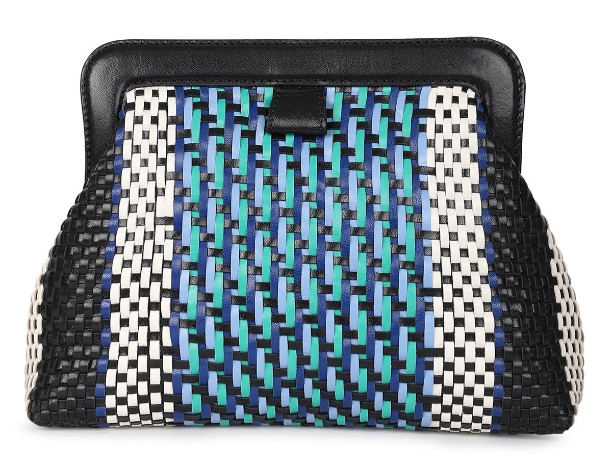 SMALL FERNANDA Frame Clutch - Black / White Multi