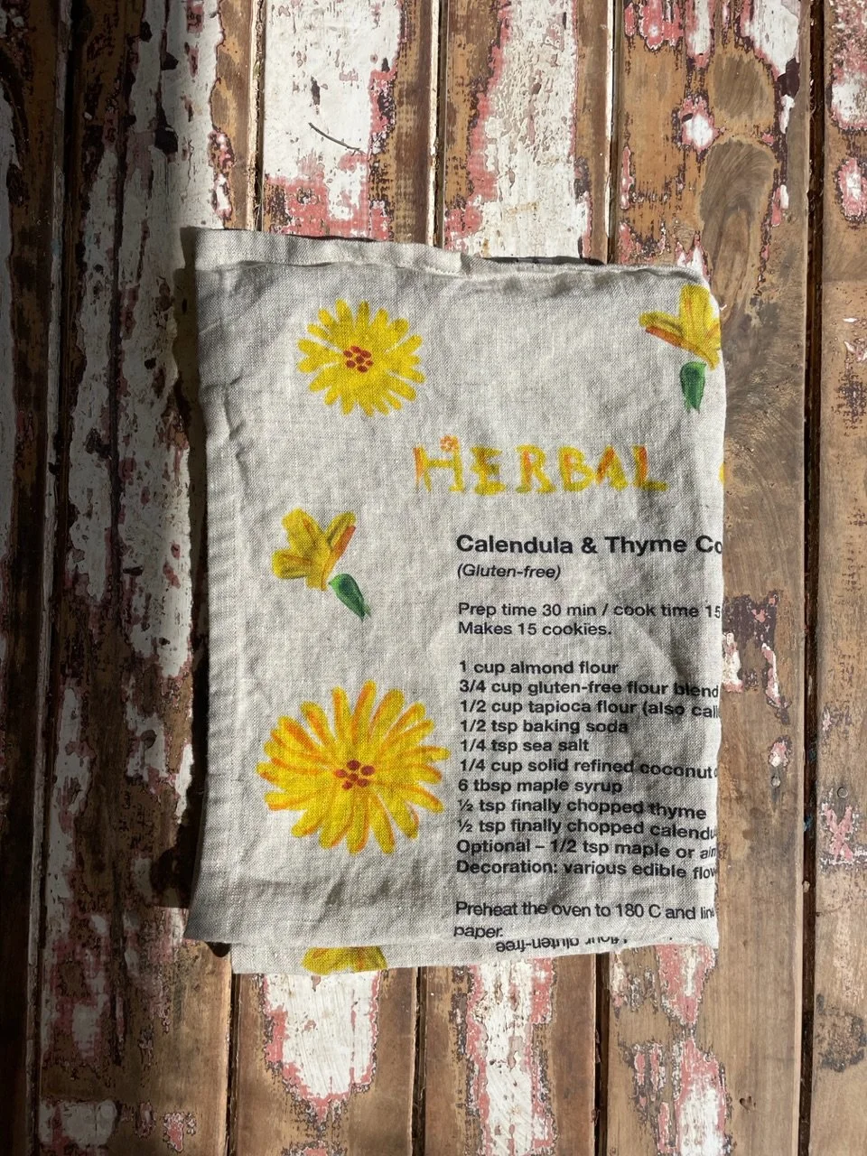 Herbal Cookie Linen Tea Towel