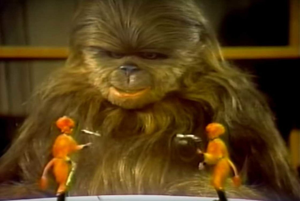 Chewbacca's son, Lumpy, enjoying one of many bizarre variety acts in the stupefying, atrocious TV cash-in, The Star Wars Holiday Special .