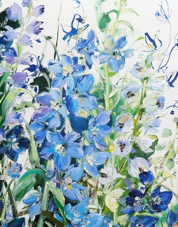 Delphiniums-WaitingForBlueSkies_OilOnPaper_35"x27"Framed_2024_Zoom.jpeg