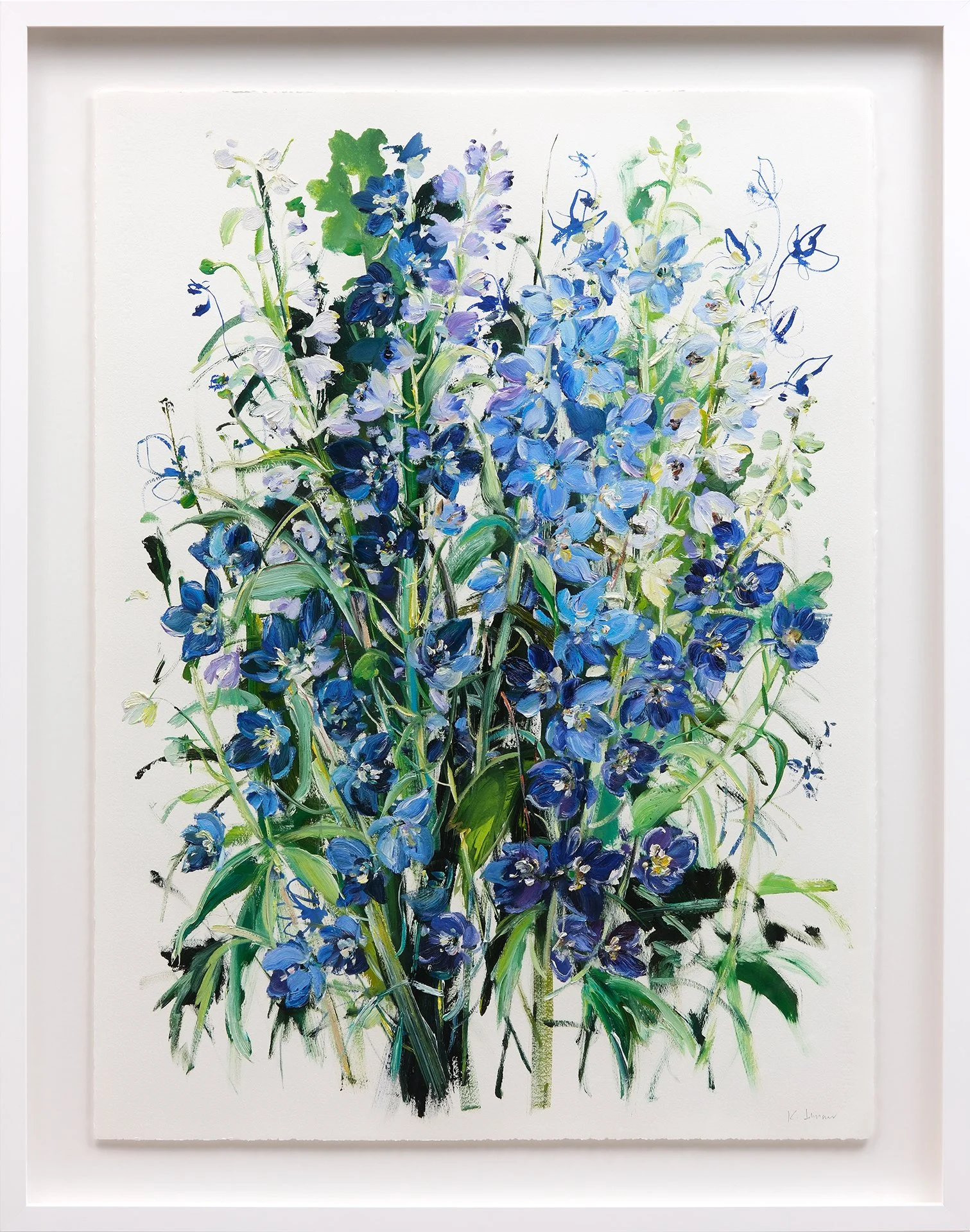 Delphiniums-WaitingForBlueSkies_OilOnPaper_35"x27"Framed_2024.jpg