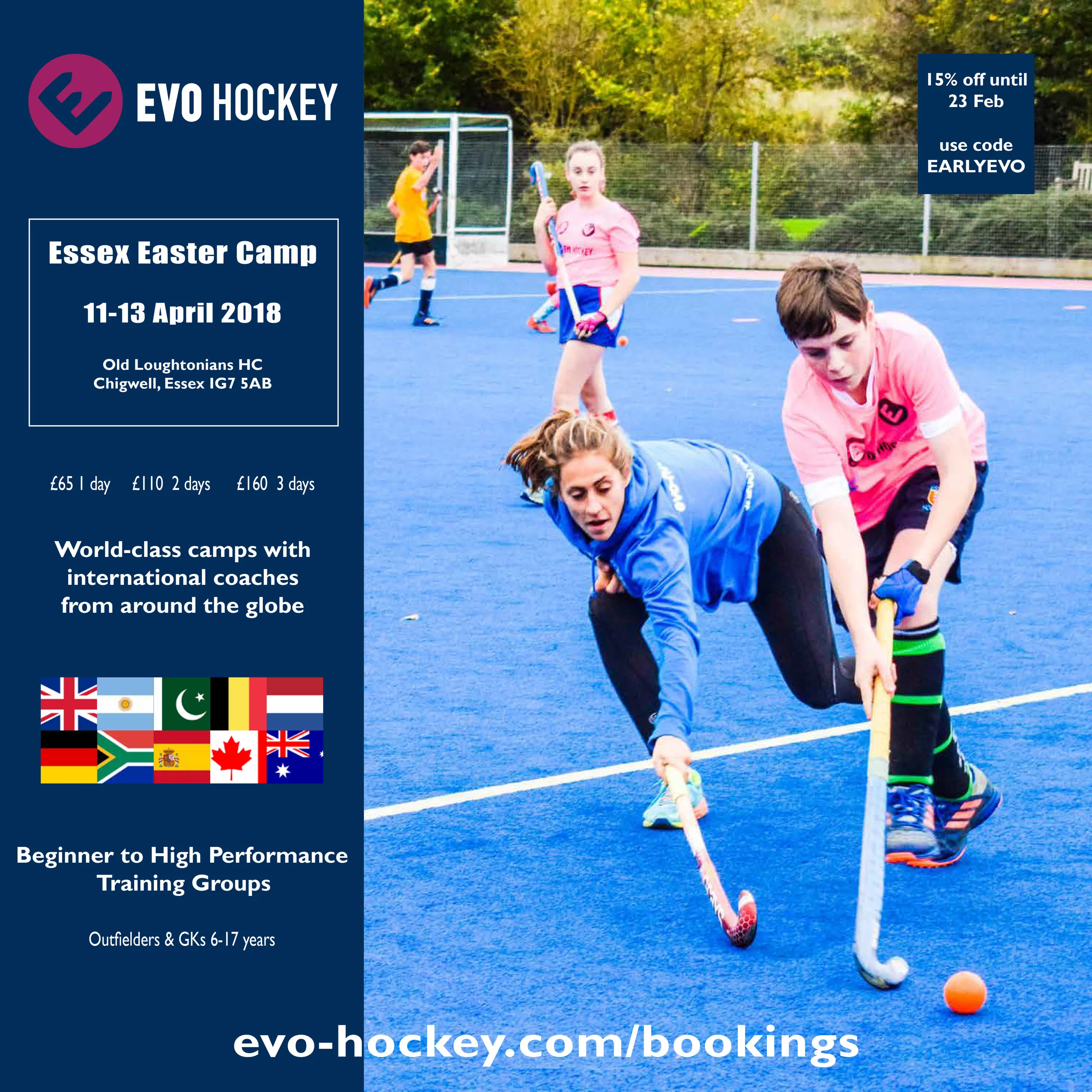 Easter hockey camps online now! Early booking discounts until 23 February