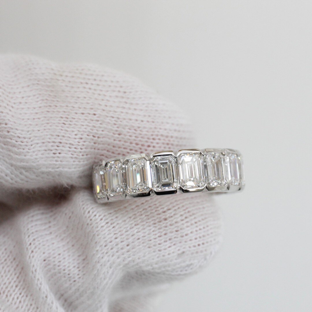 Some beautiful, emerald-cut diamond eternity bands we have made recently 😍