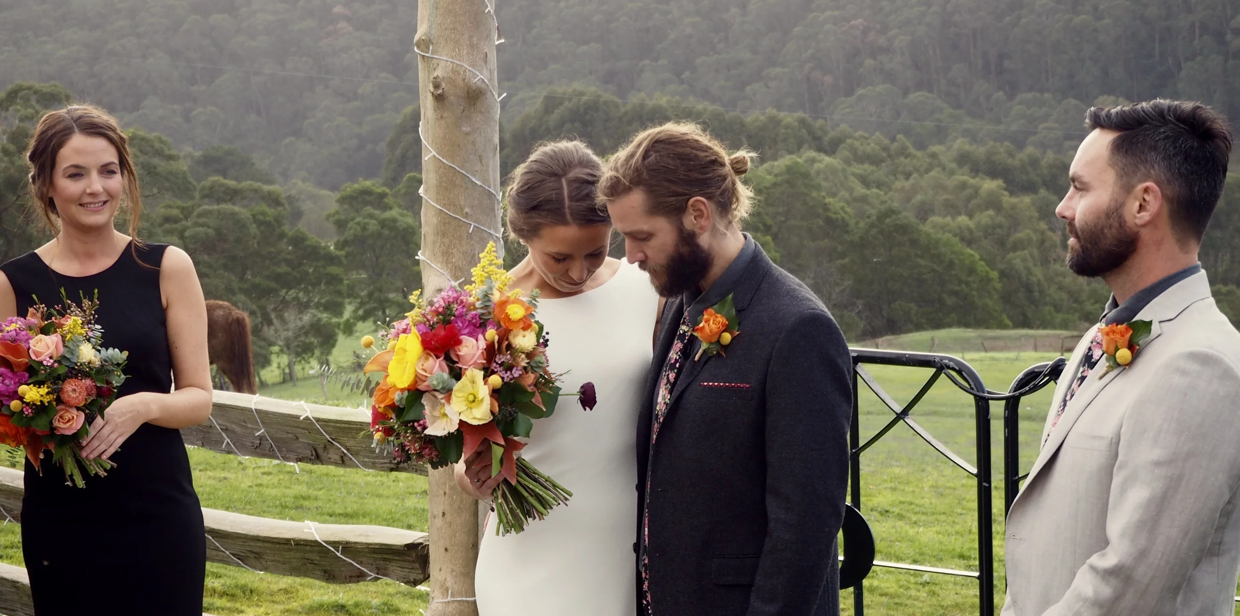Matty & Bec in one of their many intimate moments during their ceremony at King Parrot
