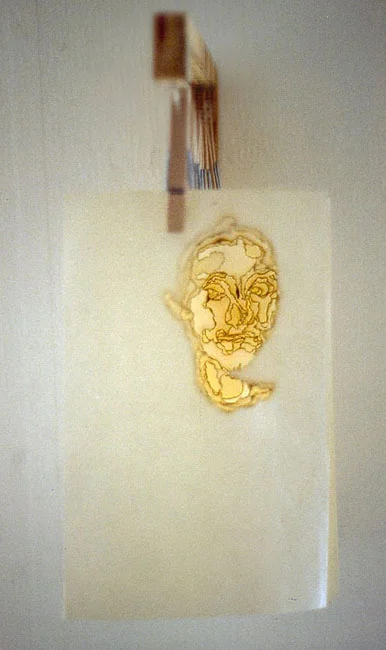 Julio. 20 + 10 + 30 cm. Paper, wood, clothes hangers.