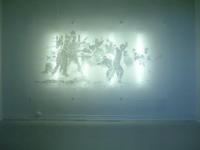  Intifada. Cellucushion, Plexiglass, Neon. 170 X 314 X 30cm. 