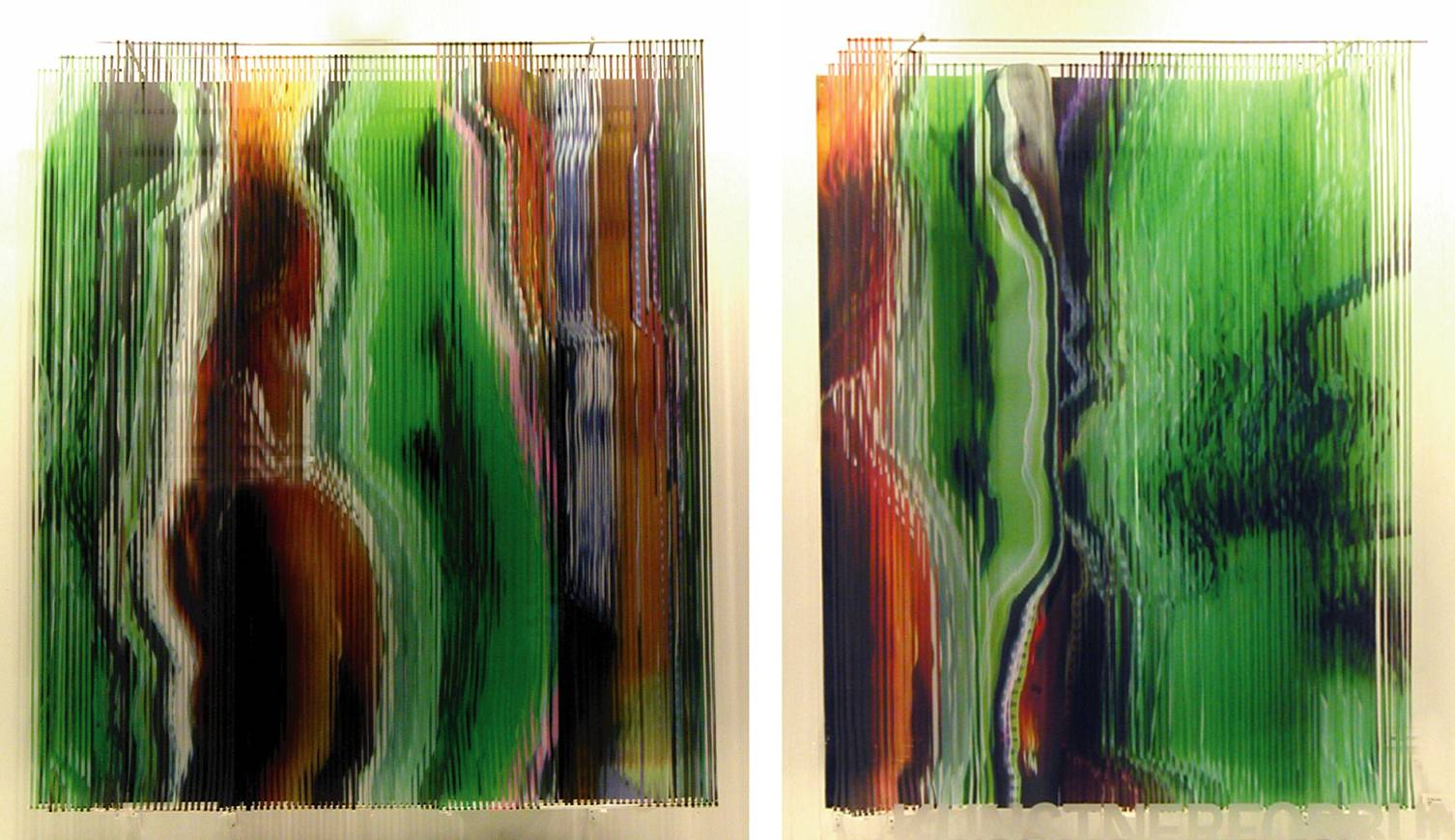 TV1, TV2. 170x80x25cm. Metal & shredded print. Kunstnerforbundet. Oslo.