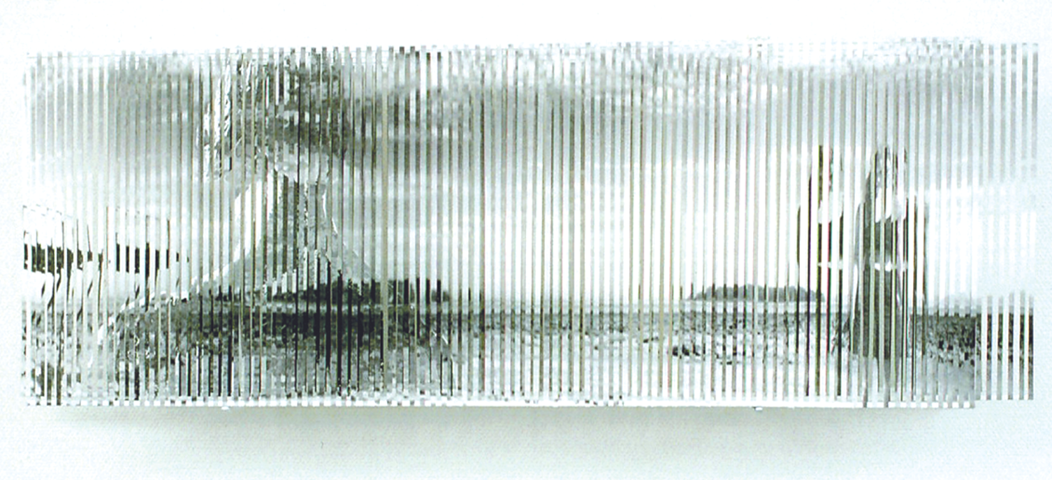 Killing Impulse. 130x43x22cm. Metal & shredded plastic print.