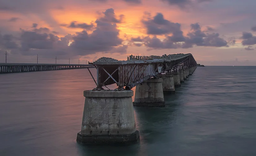 Many segments of the historic Overseas Railroad bridges are still in place and have become a familiar part of the landscape.