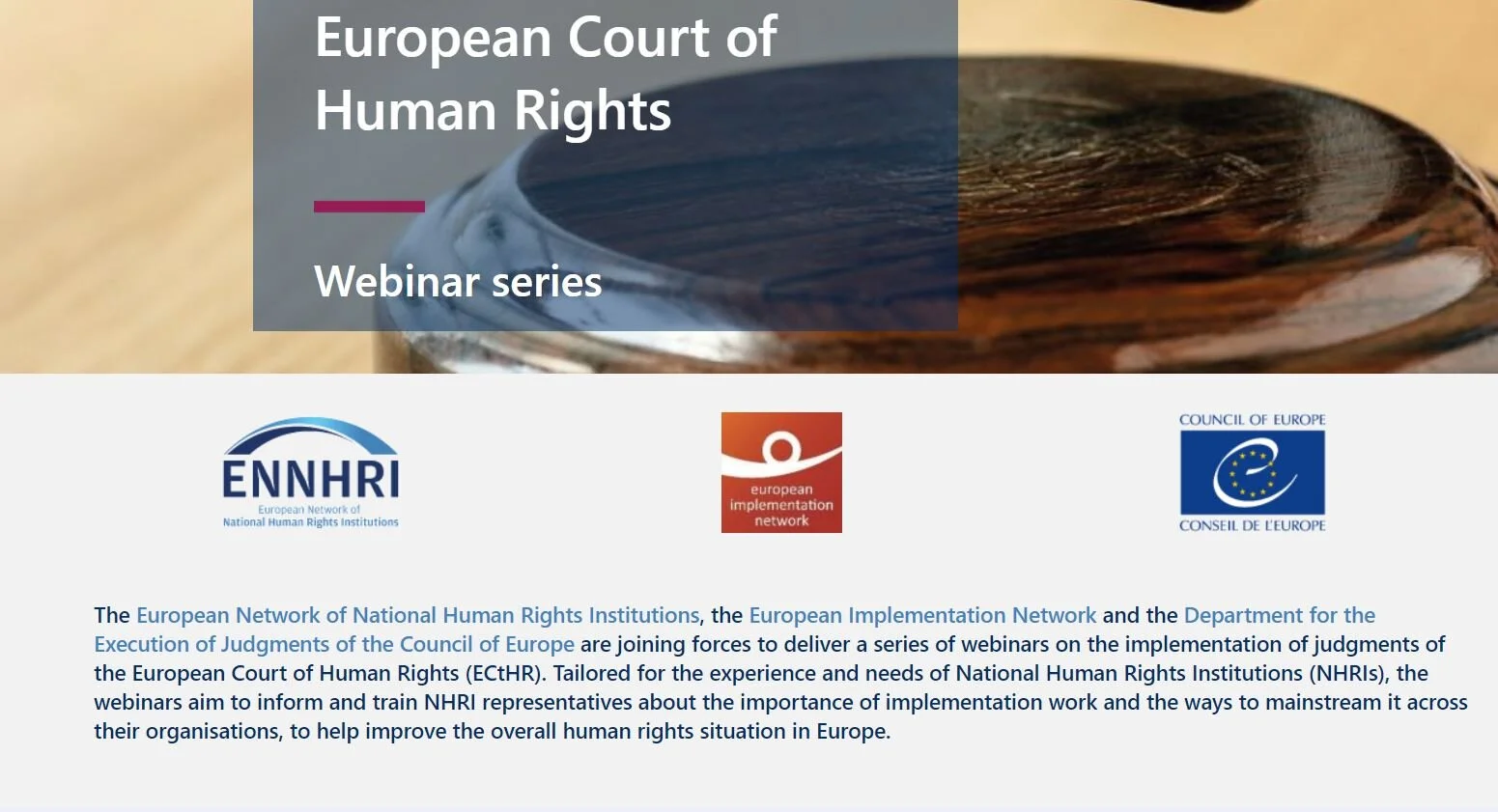 EIN Webinar: Why should NHRIs get involved in the implementation of Strasbourg judgments?