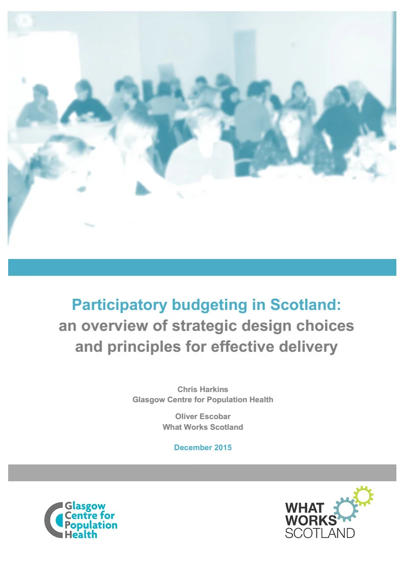 Participatory budgeting in Scotland - new report