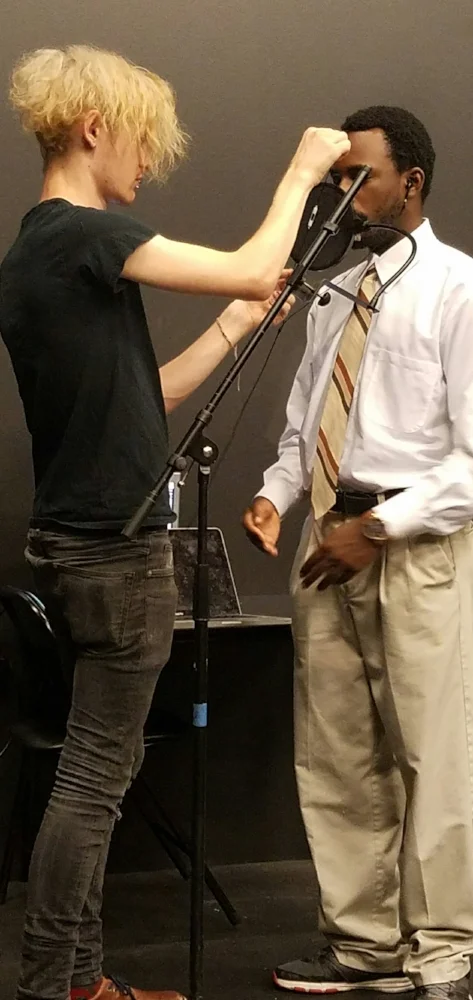 Recording. Sound Designer Lucas Fendlay &amp; actor James Whitfield.